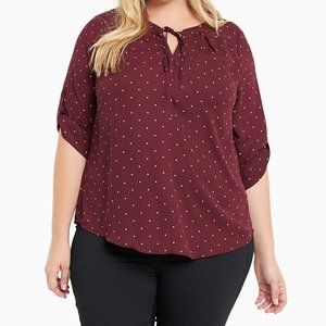 TORRID GEORGETTE TIE NECK TOP - POLKA DOT - 00